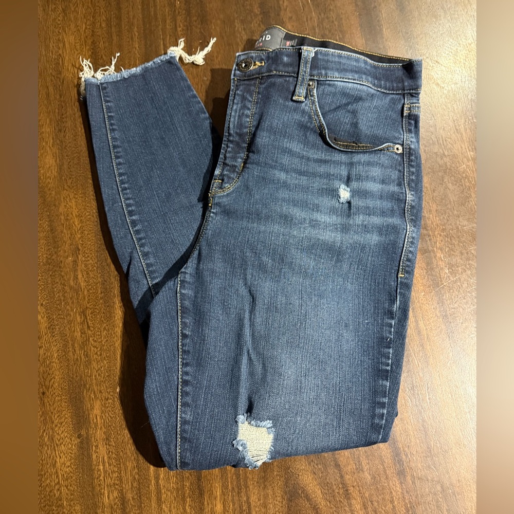 Torrid Dark Blue Distressed Sky High Skinny Jeans